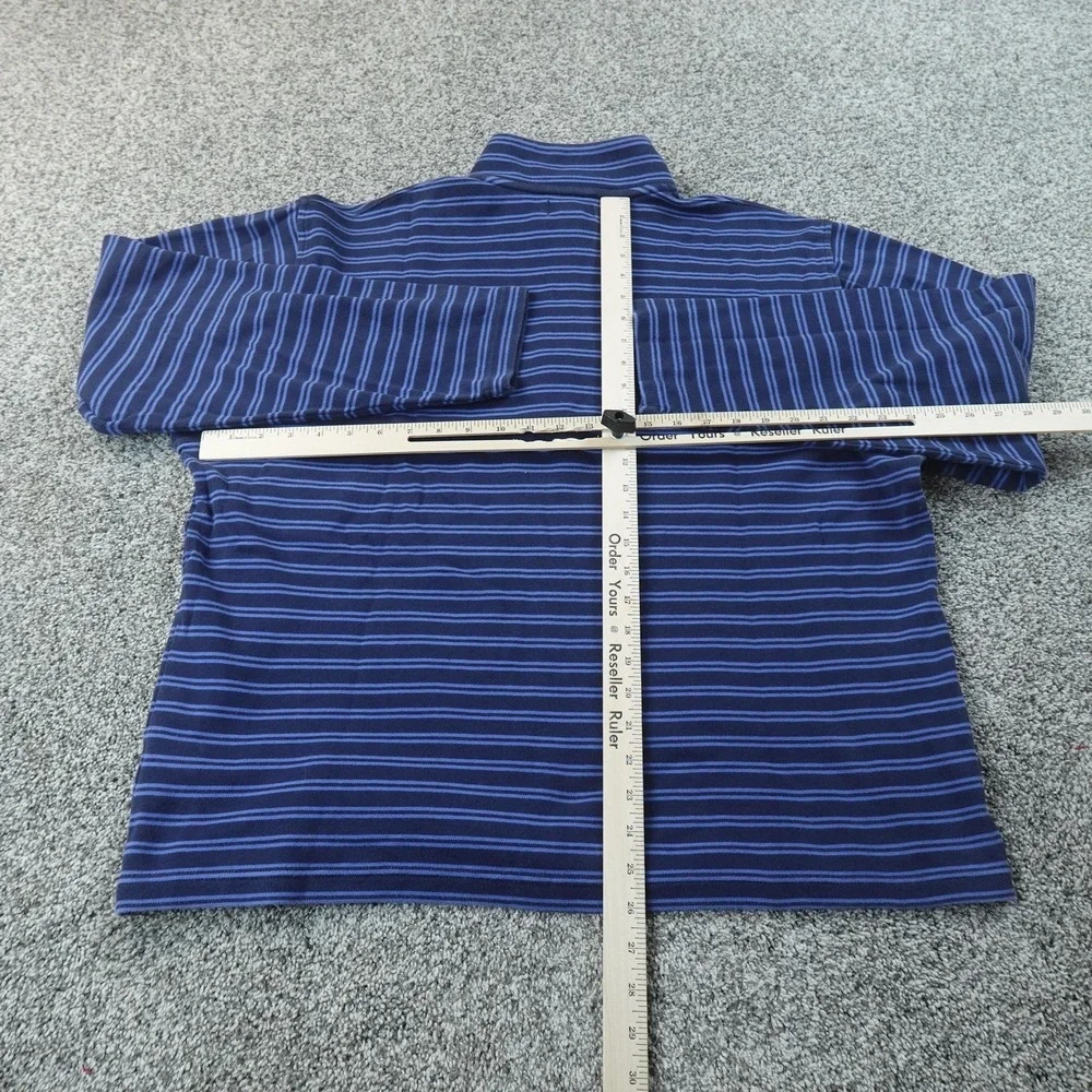 Brooks Brothers Sweater Mens XL Blue Striped‎ 1/4 Zip Mock Neck Pullover Preppy